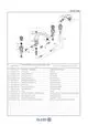 Diagramm und Teileliste für die Kludi Wannenfüll- und Brausearmatur mit versenkbarer Handbrause. Enthält detaillierte Einzelteile und zugehörige Bezeichnungen.